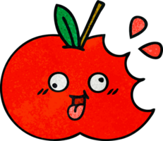 retro grunge texture cartoon of a red apple png