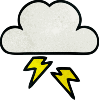 retro grunge texture cartoon of a thunder cloud png