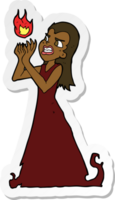 sticker of a cartoon witch woman casting spell png