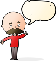 cartoon bald man with idea with speech bubble png