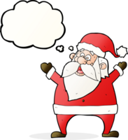 Jolly santa dessin animé avec bulle de pensée png