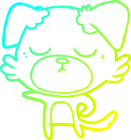 frio gradiente linha desenhando do uma fofa desenho animado cachorro png