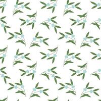 Mistletoe pattern with branches and leaves. flat seamless print for design vector
