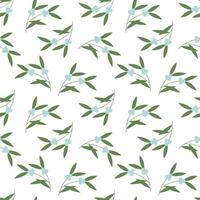Mistletoe pattern with branches and leaves. flat seamless print for design vector
