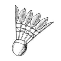 Badminton shuttlecock, sports equipment. Hand drawn sketch isolated element for design vector