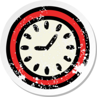 pegatina angustiada de un lindo reloj de pared de dibujos animados png