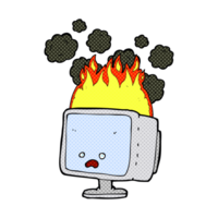 cartoon burning computer screen png