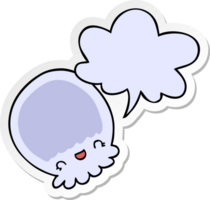 dessin animé méduse avec discours bulle autocollant png