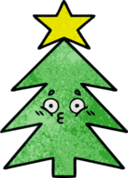 retro grunge texture cartoon of a christmas tree png