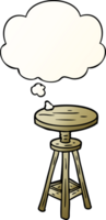 cartoon artist stool with thought bubble in smooth gradient style png