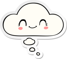 cute cartoon face with thought bubble as a printed sticker png