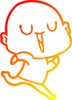 warm gradient line drawing of a happy cartoon bald man png