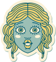 sticker of tattoo in traditional style of female face png