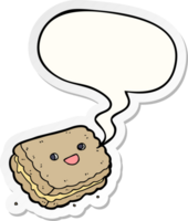 dessin animé biscuit avec discours bulle autocollant png