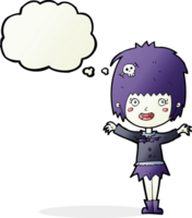 cartoon happy vampire girl with thought bubble png