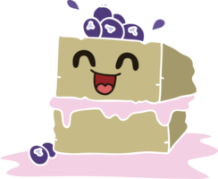 mão desenhado peculiar desenho animado feliz bolo fatia png