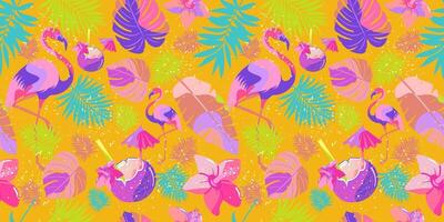 Seamless pattern with tropical elements. Summer vacation in the tropics, background. vector