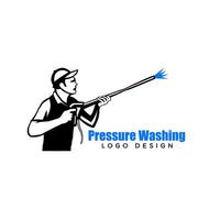 Power washer with water blaster pressure washing design vector
