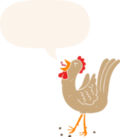 dessin animé chant jeune coq avec discours bulle dans rétro style png