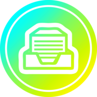 office paper stack circular icon with cool gradient finish png