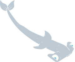 flat color illustration of hammerhead shark png