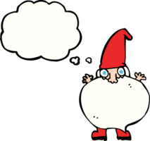 tekenfilm klein de kerstman met gedachte bubbel png
