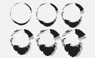 Set of round frames in brush circle shapes vector