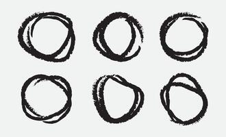 Collection of round frames in brush circle shapes vector