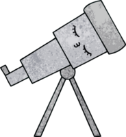retro grunge structuur tekenfilm van een telescoop png