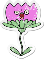 autocollant en détresse d'une jolie fleur de dessin animé png