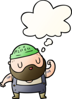 cartoon dock worker with thought bubble in smooth gradient style png