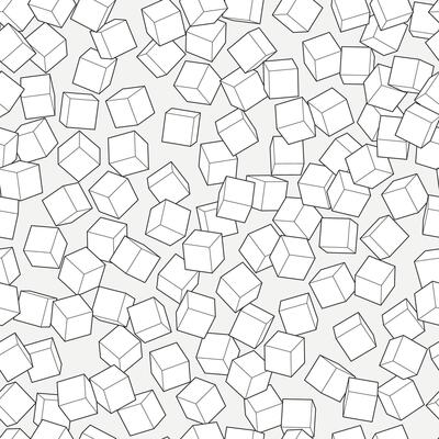 Abstract black line white cubes seamless pattern on grey. Minimal print. abstract black white cubes seamless pattern