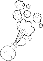 hand drawn black and white cartoon chemical reaction png