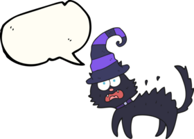 Hand gezeichnet Rede Blase Karikatur erschrocken schwarz Katze png