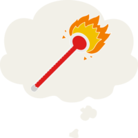 cartoon thermometer with thought bubble in retro style png