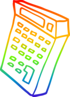 rainbow gradient line drawing of a cartoon calculator png