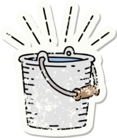 worn old sticker of a tattoo style bucket of water png