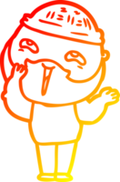 warm gradient line drawing of a cartoon happy bearded man png