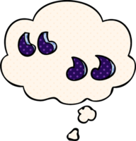 cartoon quotation marks with thought bubble in comic book style png