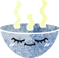 retro illustration stil tecknad serie av en skål av varm soppa png