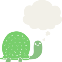 cute cartoon turtle with thought bubble in retro style png