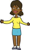 cartoon happy woman shrugging shoulders png