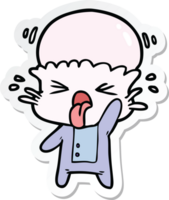 sticker of a disgusted cartoon alien png