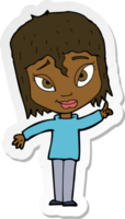 sticker of a cartoon woman with idea png