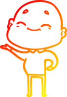 warm gradient line drawing of a happy cartoon bald man png