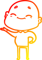 caloroso gradiente linha desenhando do uma feliz desenho animado Careca homem png