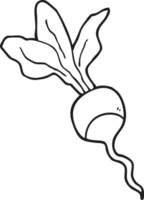 hand drawn black and white cartoon radish png