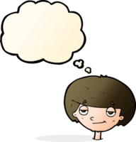 cartoon smug looking boy with thought bubble png