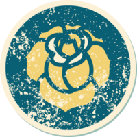 iconisch verontrust sticker tatoeëren stijl beeld van een bloem png