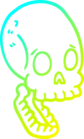 cold gradient line drawing of a cartoon skull png